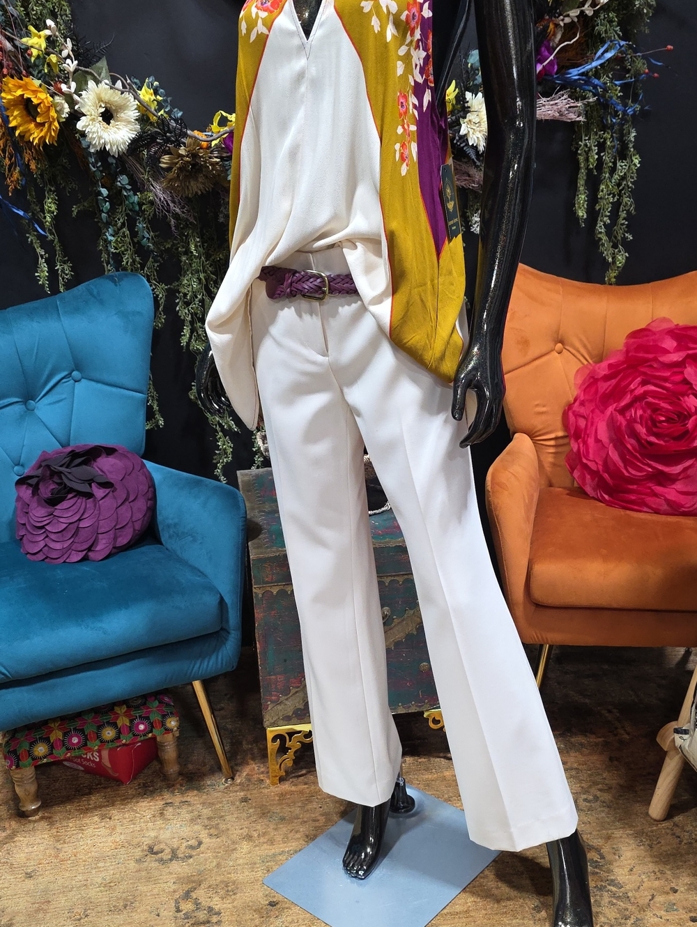 J. Crew Wool Off White Wide-Leg Dress Trousers
